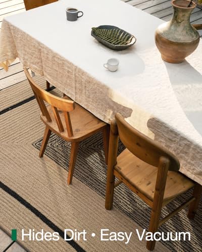 Image of Handmade Rectangular Jute Carpet Mixx Beige - Natural Fiber Rug for Living Room & Bedroom | Eco-Friendly & Durable | Size 3x7 Feet, Color- Mixx Beige