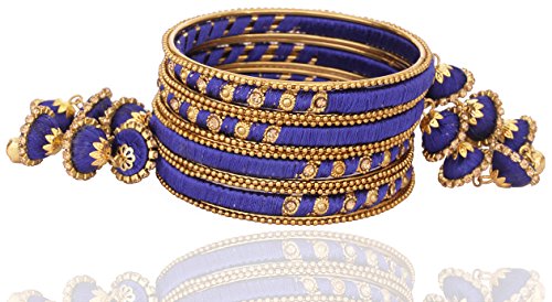 Image of NMII Get your traditions Valentine Gift for Girls & Women Silk Thread Bangle Set With Zircon For Womne & Girls