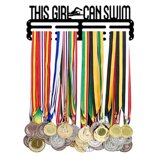 PH PandaHall Medal Holder Display Swimming Medal Hanger Award Ribbon Hanger 3 Lines Trophy Shelf Awards Ribbon Cheer Gymnastics Sport Award Rack Wall Mount Metal Frame for Over 50 Medals