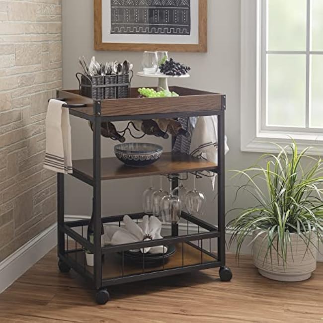 Linon Austin Kitchen Cart, 30.5W x 18.13D x 36.25H, Black-Ts06Wzbl