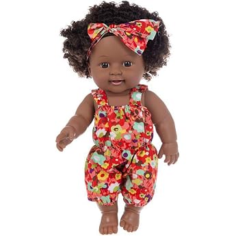 URFEDA African Doll for Children - Black Doll with Hair 12 Inches Realistic Silicone Baby Doll Newborn Dolls Girls Black Skin Baby Dolls Toy