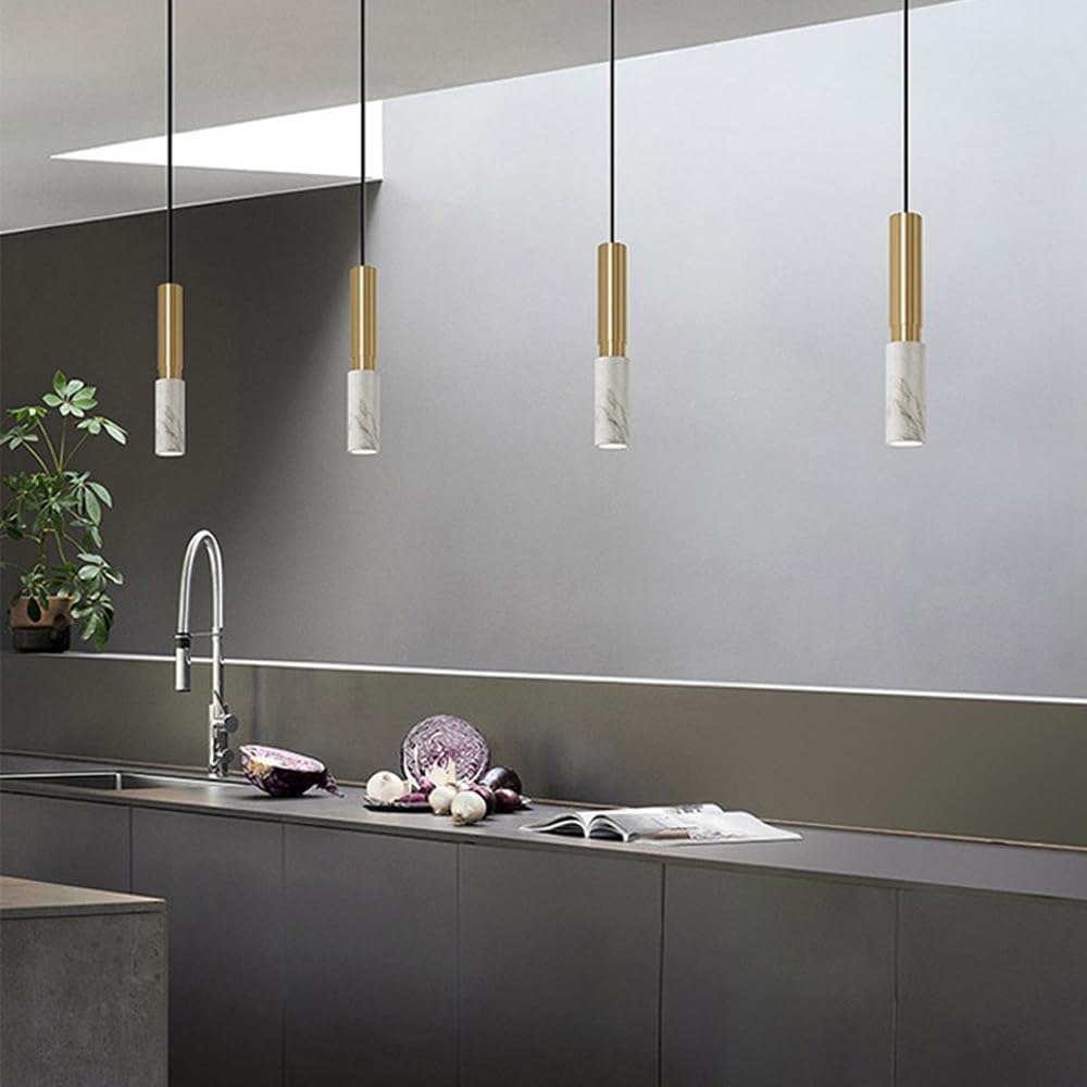 Black Light Marble Minimalist Linear Hanging Lamp Ceiling Long Tube 3 Light Lightingd Natural Stmid Century Modern Chandelier for Dining Room Farmhouse Bathroom/White