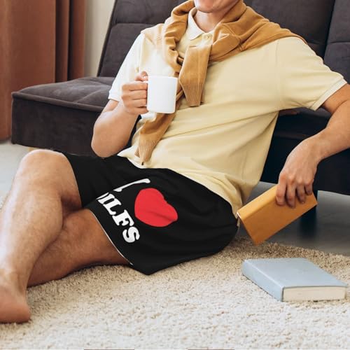 I Love Dilfs Pajama Shorts for Men, Men's Pajama Bottoms, Sleepwear for Summer3