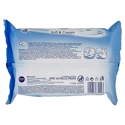 NIVEA BABY Soft & Cream Vochtige Doekjes (12 x 63 Stuks), Voor Zachte Reiniging Van Gevoelige Babyhuid, Met Verzorgende… - Afbeelding 5
