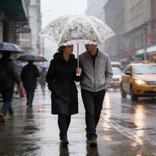 Parapluie résistant au vent double couche avec sac de rangement