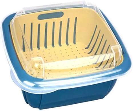 Amazon ベィジャン 水切りざる ボウル 水切りかご 水切りボール 野菜水切り フルーツバスケット 水切りバスケット 洗浄容器 水切り 排水バスケット キッチンツール 保存容器 蓋付き 多機能 収納 便利 キッチン おしゃれ ダークブルー F 水切りラック オンライン通販