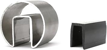 Stainless Steel 316 Grade 2" OD Cap Rail w/U Channel Vinyl for 1/2" Glass -78" Long Brush