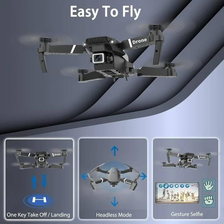 Image of BrUsHlEsS-fOlDaBlE-DrOnE-WiTh-hQ-WiFi-cAmErA-ReMoTe-cOnTrOl-fOr-kIdS-QuAdCoPtEr-wItH-GeStUrE-SeLfIe-fLiPs-bOuNcE-MoDe-aPp-oNe-kEy tAkE-OfF (E88)