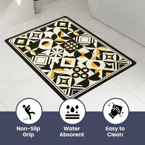 Image of MAXOSHINE PVC Bathroom Mats Anti Slip | Water Absorbent Bath Floor Mat | Quick Dry Anti Skid Bathroom Mats for Home | Door Mat for Wet Area 40x60 CM (Moroccan)