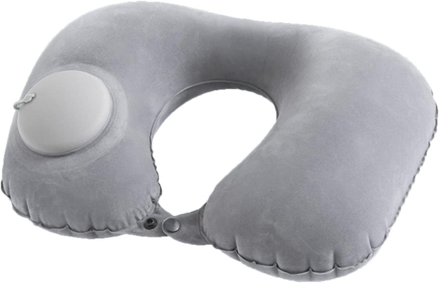 Portible Full Comfort Portable Push Button Inflatable U-Shaped Neck Pillow | Soft Fabric Travel Pillow for Airplane, Car, Office, Home | Automatic Air Cushion Head & Neck Support (Gray)