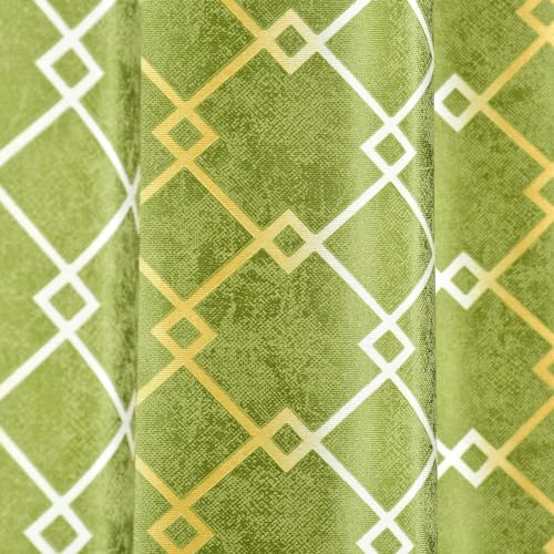 Image of Check Pattern Long Door Curtains for Living Room | Drawing Room Parde | Curtain Panel for Window, Green Color 9 Feet 2 Pcs Set Curtains
