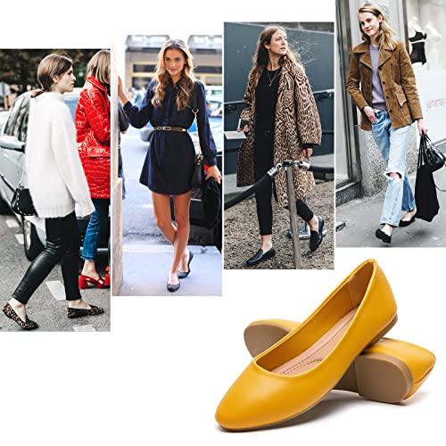 Image of Hash Bubbie Women's Flats Shoes Ballet Flats Dress Shoes Comfortable PU Leather Slip on Shoes for Women