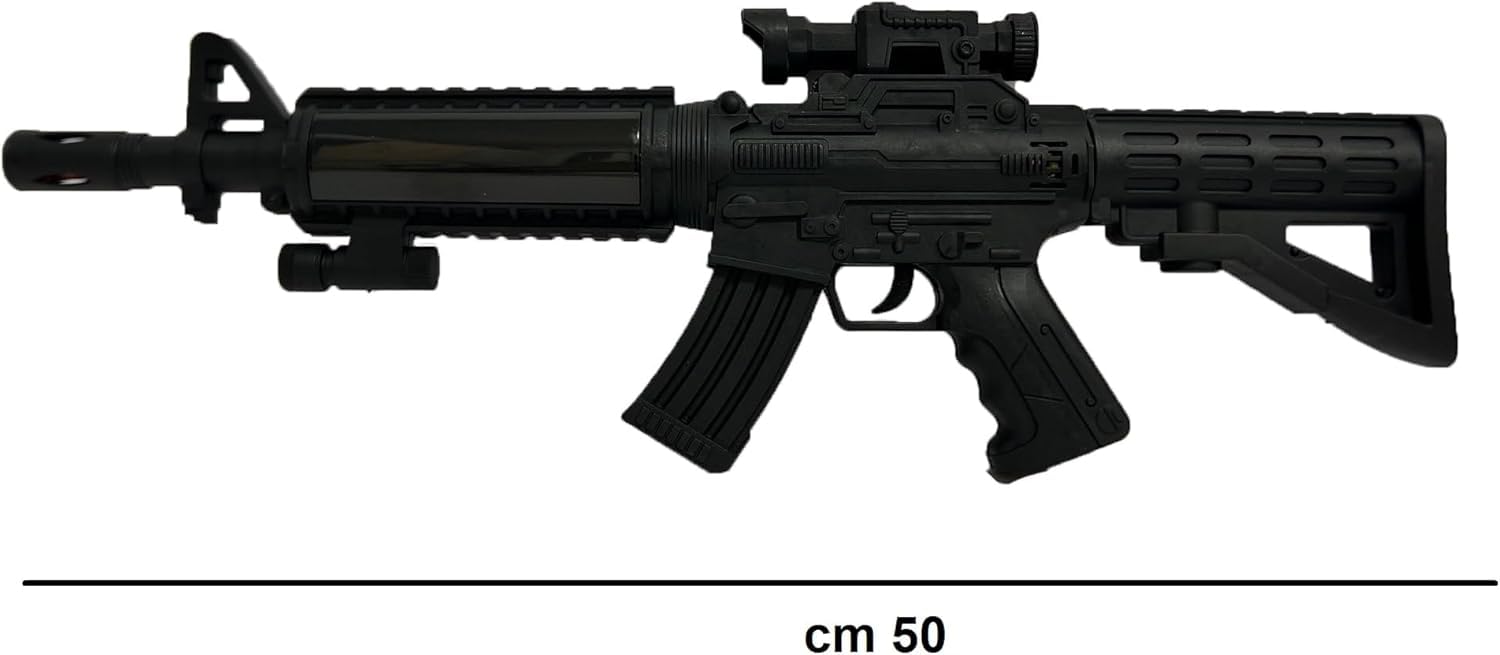Mitra - Juguete con luces y sonidos, 50 cm, rifle de juguete para niños, mitra, pistola de juguete Mitra M4, juego con luces, sonidos ametralladora, juguete para niños a batería, juego de rifle
