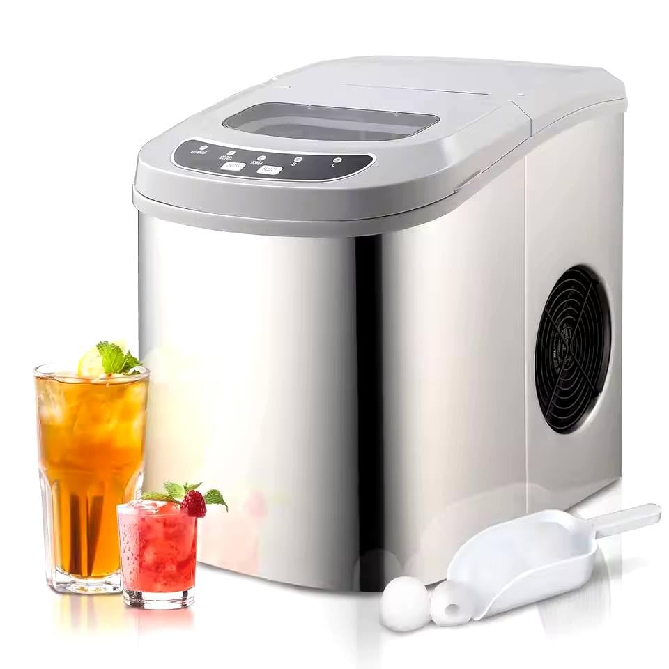 Portable Countertop Ice Maker Ice Maker Machine with Basket and Scoop 26 Lbs/24H 9 Ice Cubes Ready in 6 Mins (US Color)
