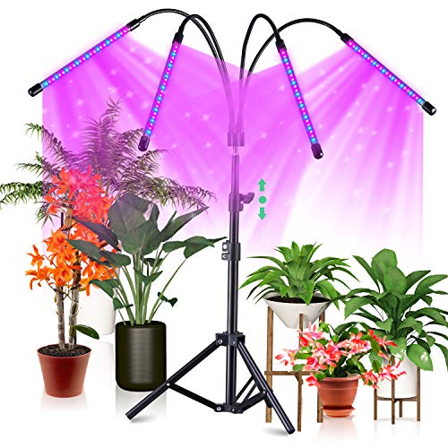 Preisvergleich Produktbild CrazCalf 120 LED Pflanzenlicht mit Stativ 100W Pflanzenlampe für Zimmerpflanzen Pflanzenleuchte Wachstumslampe Wachsen licht Vollspektrum mit Zeitschaltuhr 4 / 8 / 12H Stativ verstellbar 38-120cm