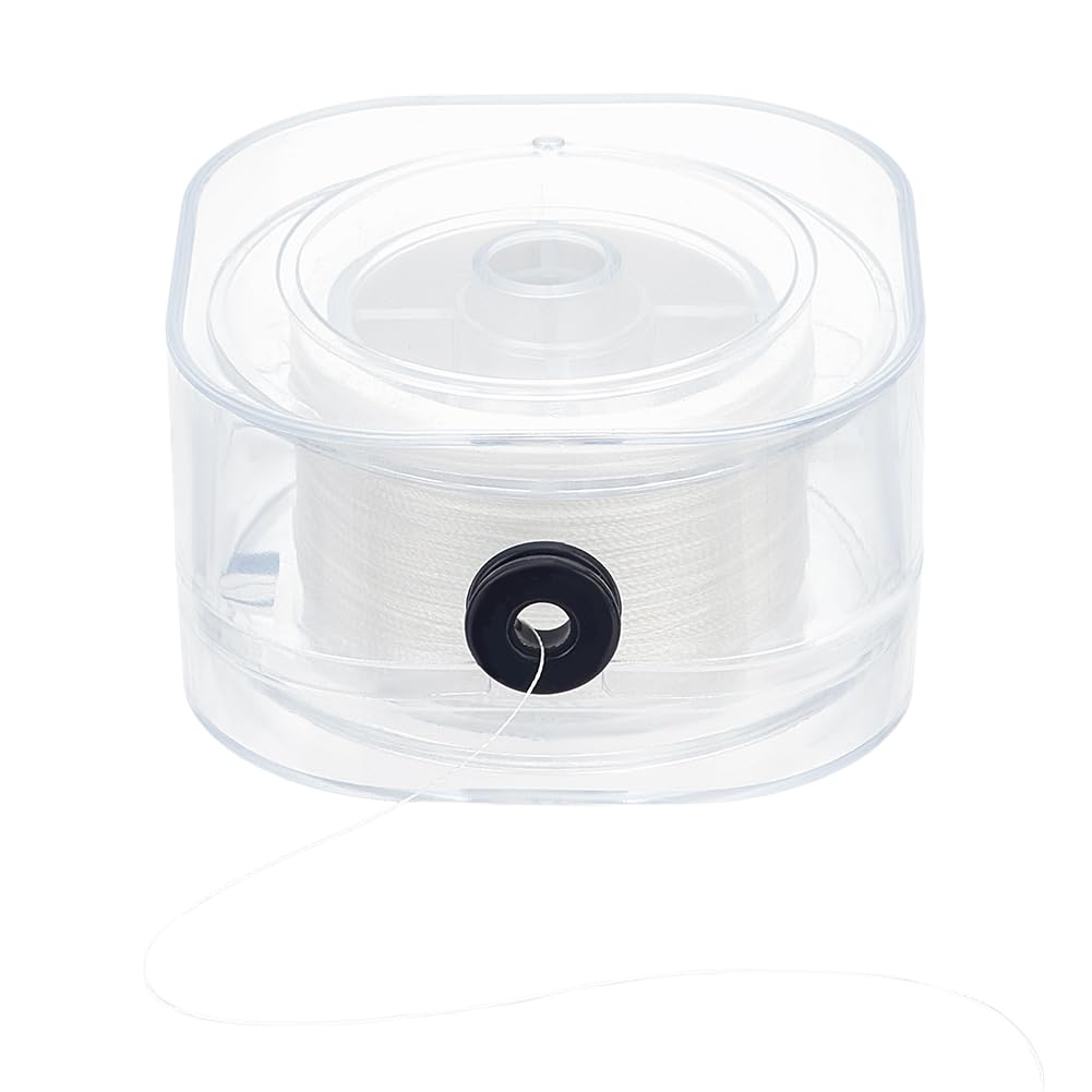 Fil en coton ciré anti-effilochage blanc de 0,2 mm non élastique avec boîte de rangement