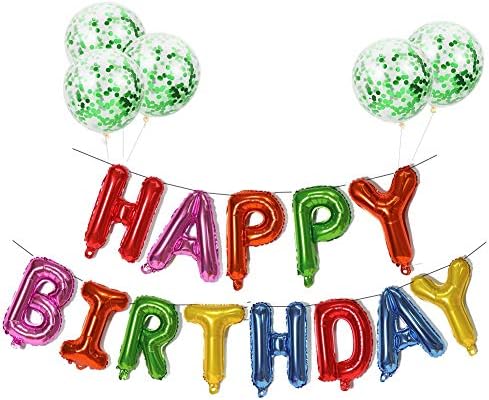 GZLCWL Birthday Banner Pink16 Inch Foil Banner Bunting Balloon Self Inflating 13 Letter Alphabet Balloons 5Pcs Pink Confetti Balloons happy birthday decorations set for girl