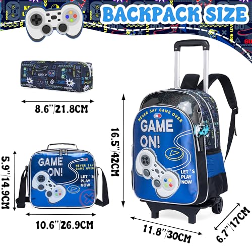 Kids Rolling Backpack for Boys Backpack with Wheels Roller Backpacks for Boys with Lunch Box Pencil Case Wheeled Backpacks for Elementary School Kids2