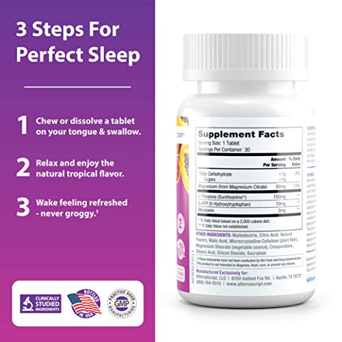 OptiMind Sleep (Formally RestUp), Fast-Acting Sleep Aid | Non-Habit Forming | Melatonin, Magnesium, 5-HTP, L-Theanine | Natural Tropical Flavor Fast Dissolving Tablets (30ct) - Thumbnail 6