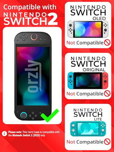 Image of Orzly Case Compatible with Nintendo Switch 2 - Protective Travel Carry Case with Screen Padding, Game Card & microSD Slots, Zipped & Open Pockets for Accessories - 7.9 inch Gift Boxed
