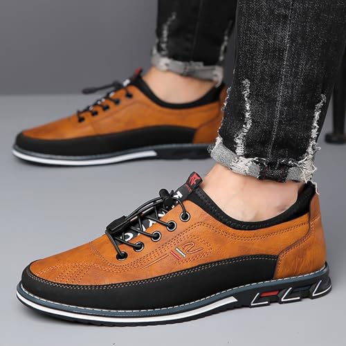 Men's Leather Hand Stitched Casual Oxfords Shoes Adjustable Elastic Buckle Slip-on Soft Bottom Driving Working Walking Shoes Plus Size 6-163