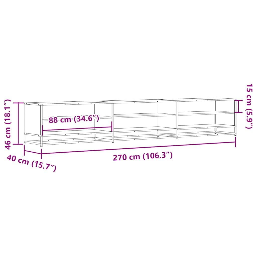 270 cm TV-Ständer für Fernseher bis zu 100 Zoll, breiter TV-Schrank, Media-Entertainment-Center mit 2 Regalen, moderner TV-Einheit, Konsolentisch für Wohnzimmer, Schlafzimmer (Braun)