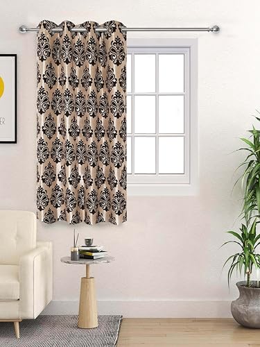 Image of Saral Home Medallion Chenille Blackout Window Curtains 1pc,Brown. 4x5 Ft