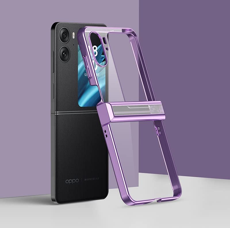 yanzi Compatible para OPPO Find N2 Flip Teléfono Funda(Transparente+Púrpura) Carcasa Ultra Slim TPU Bumper Anti-Choques 360° Protección Case+3D Vidrio Templado Protectores de Pantalla-2022