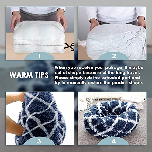 jiuzcare Hundebett Rundes PlüSch Katzenbett Haustierbett PlüSch Hundebett Katzenbett SchöNe Tierbett Super Weich Doughnut-Form Haustierbett FüR Katzen Donut Kissen Hundebetten FüR Kleine Hunde (Lila)