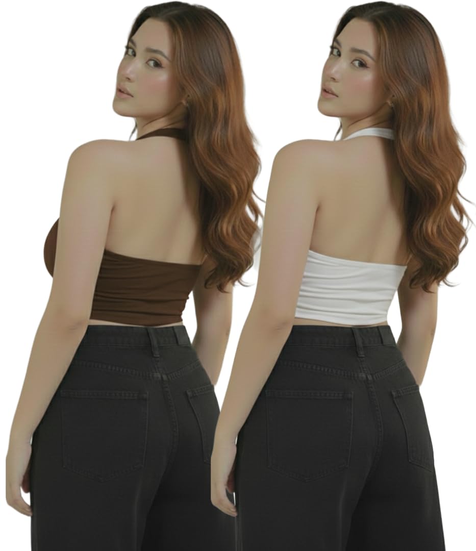 Women Crop Top | Stylish Ribbed Slim Fit V Neck Short Top | Trendy Summer Casual Crop Top for Girls & Womens College Outfit Regular Gym Fashion-Pack of 2-image-24