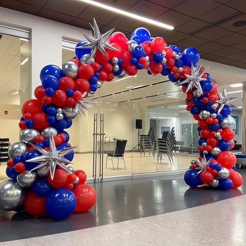 Image of Red Blue Silver Balloons, Blue and Red Balloon, Royal Silver Balloons Confetti Balloon for Man Theme Birthday Boys Baby Shower Wedding Anniversary Party Independence Day Decorations