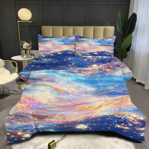 Nuphtun Edredón Matrimonial 150x200 cm | Patrón Multicolor, Microfibra Hipersuave con Relleno de Algodón 200 gsm, Incluye 2 Fundas de Almohada, Calidez Abrigadora Invierno C68