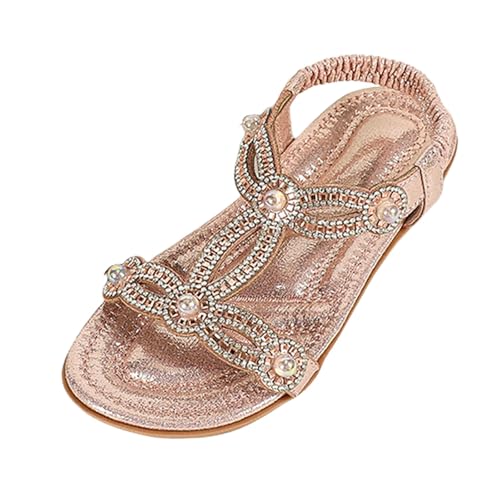 Girls Pearl Glitter Barefoot Sandals Princess School Dance Wedding Flat Wide Shoes Toddler Elegant Open Toe Sandals