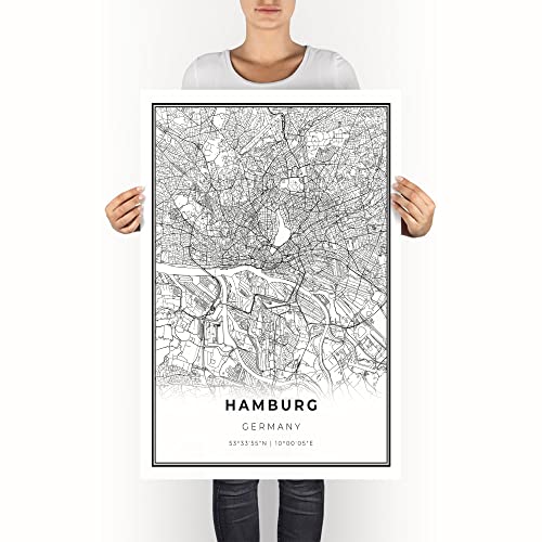 Skanndi Hamburg Map Print, Germany Map Art Poster, Modern Wall Art, Street Map Artwork 24X36 #TOP5