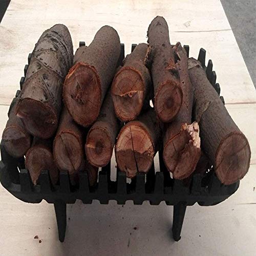 Estante de leña pequeño y resistente para interiores y exteriores, estante de almacenamiento de madera de hierro, color negro (tamaño: 463218 cm) (52 x 32 x 18 cm)