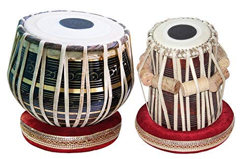 Sai Musical Sheesham Wood TB-0092 Hand Made Brass Tabla Set Black Color - A Musical Instrument.