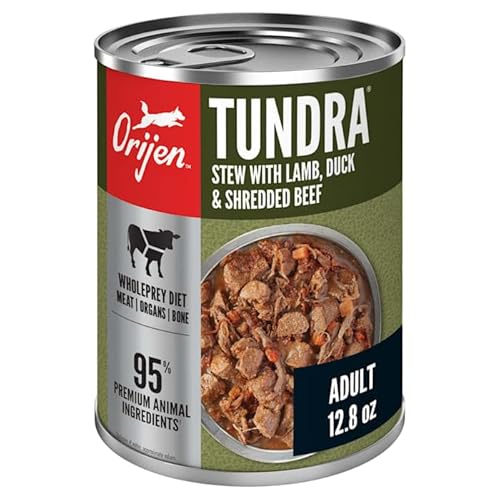 ORIJEN Grain-Free Real Meat Shreds Tundra Stew Premium Wet Dog Food, 12.8 oz., Case of 12