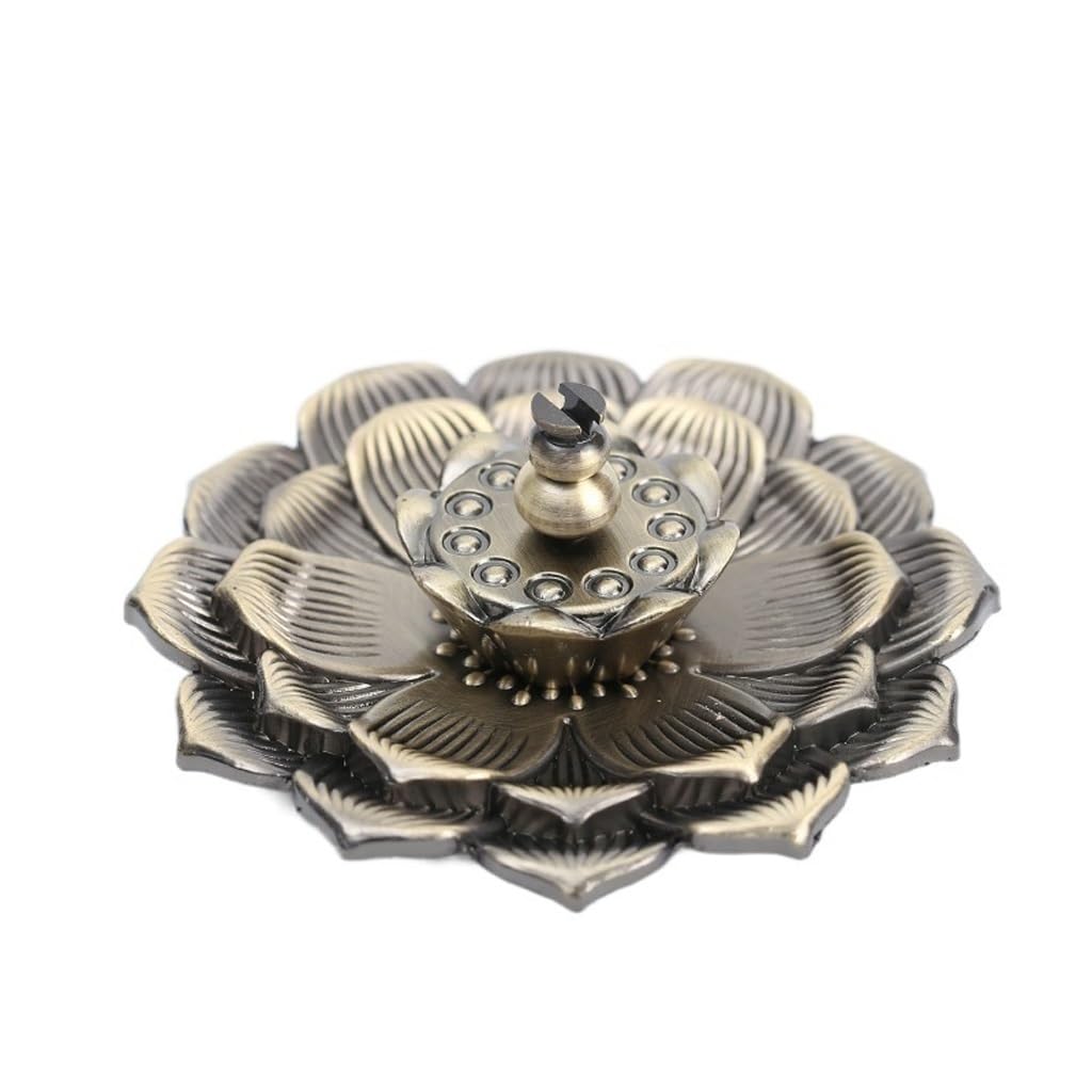 Incense Holder Base Backflow Incense Burner Stick Holder Home Buddhism Decoration Coil Lotus Censer Alloy Zen Budd Decor