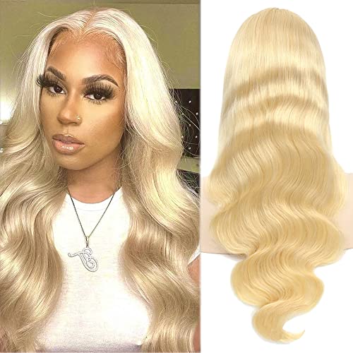 Blonde 613 Lace Front Wigs Human Hair Blonde Body Wave Lace Frontal Wigs 13x4 Blonde Lace Front Wigs Pre Plucked Hairline with Baby Hair 613 body wave Blonde Lace Frontal Wig 28 inch