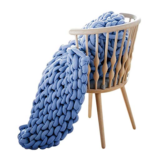 RENJUN- Manta De Punto Grueso Material Acrílico Gigante De Nudo Grande Hecho A Mano Manta Super Suave Cómodo for Sillones Y Camas Individuales Azul (Size : 150x200cm)