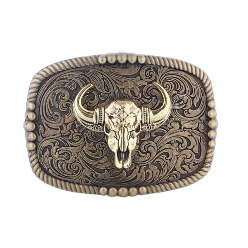 Image of Turquoise Belt Buckle for Men Western Texas Longhorn Bull Rodeo Belt Buckle American Cowboy Chic Gift