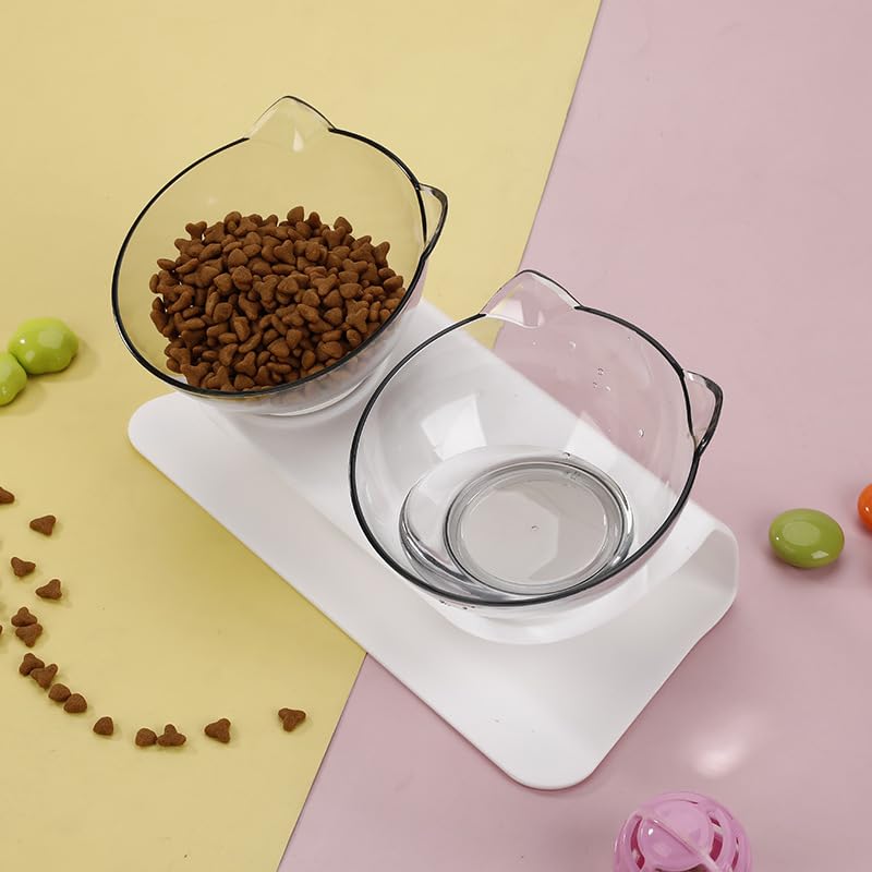 SWZEC wahre katzenliebe PurrBowl™ - erhöhter Anti-Erbrechen Fressnapf (2PCS,transparent)