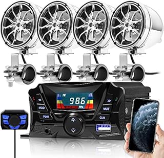 GoHawk TS3-Q Gen.3 Motorcycle Weatherproof Bluetooth Speakers 7/8-1.25 in. Handlebar Mount MP3 Music Player Sound Audio Stereo Amplifier System ATV w/AUX, USB, Micro SD, FM Radio, 4-Speaker