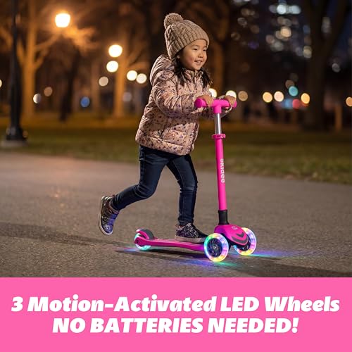 Image of SKIDEE Kick Scooter for Kids Ages 3-5 | Foldable 3 Wheel Scooter with Lean-to-Steer, Adjustable Height, Removable Seat & LED Light Wheels | Toddler Scooter Up to 12 Year Old Boys /Girls