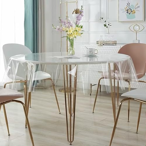 Chenyu Nappe en PVC transparente 120 cm - Protection de table réutilisable imperméable et anti-taches - Convient pour anniversaire, mariage, fêtes de Noël