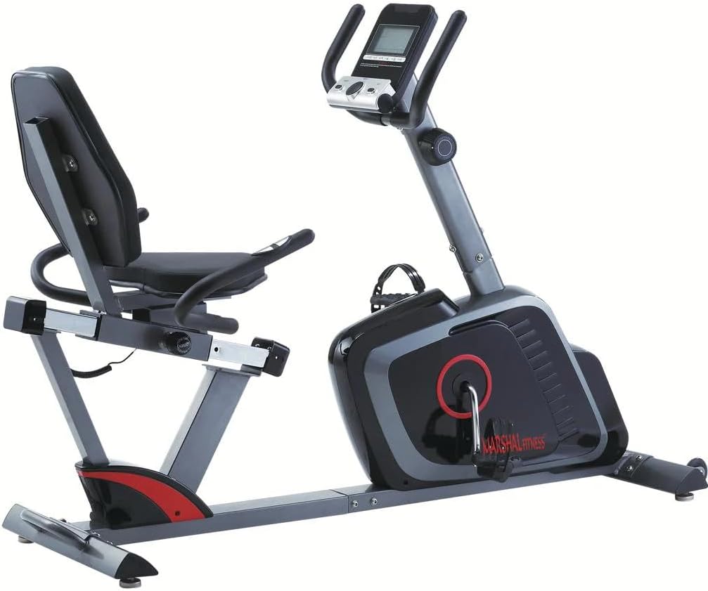 Marshal FitnessMagnetic Recumbent Bike For Cardio Exercises | MF-634L | Affordable Recumbent Magnetic Bike | Built-In LCD | Burn Your Calories Exercise Bike | Easy To Operate |1- Year Warranty