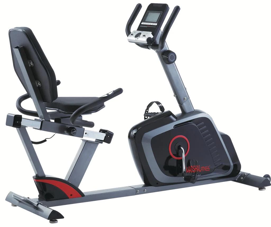 Marshal FitnessMagnetic Recumbent Bike For Cardio Exercises | MF-634L | Affordable Recumbent Magnetic Bike | Built-In LCD | Burn Your Calories Exercise Bike | Easy To Operate |1- Year Warranty