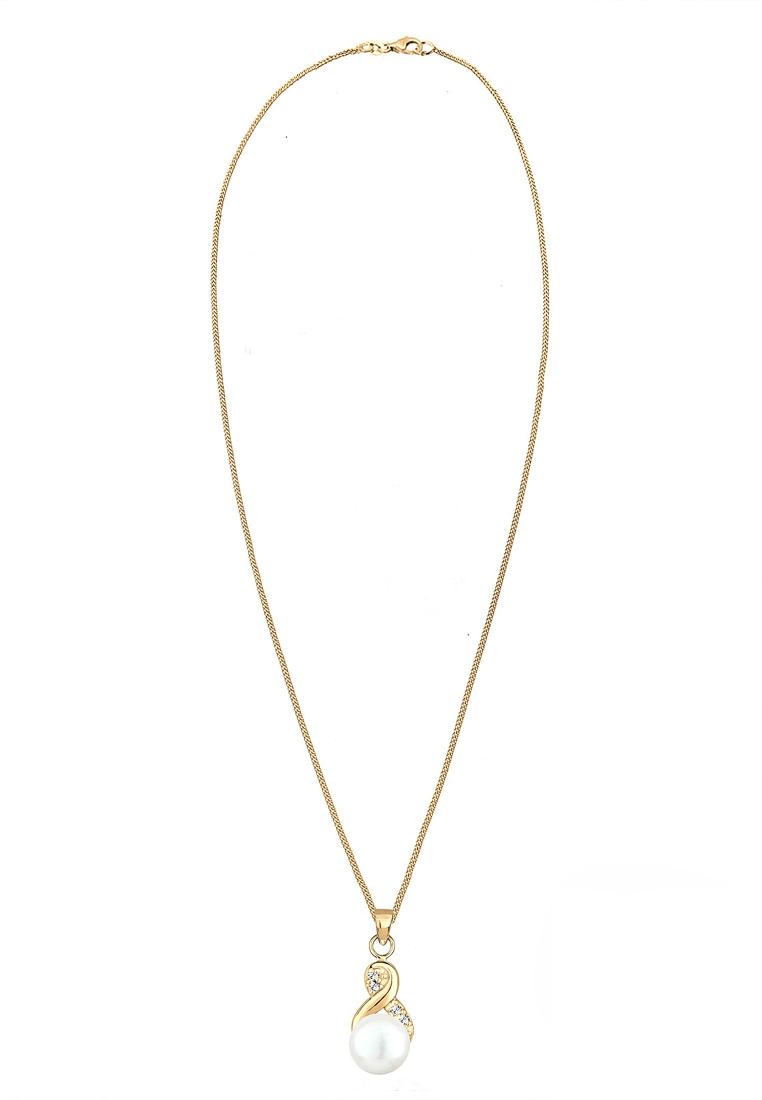 Elli Damen Halskette Infinity Perle mit Kristalle