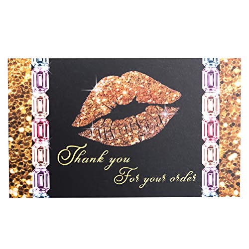 RXBC2011 100 Thank You for Your Purchase Cards lip kiss Diamond, Package Insert for online Jewelry business Gold - Thumbnail 2