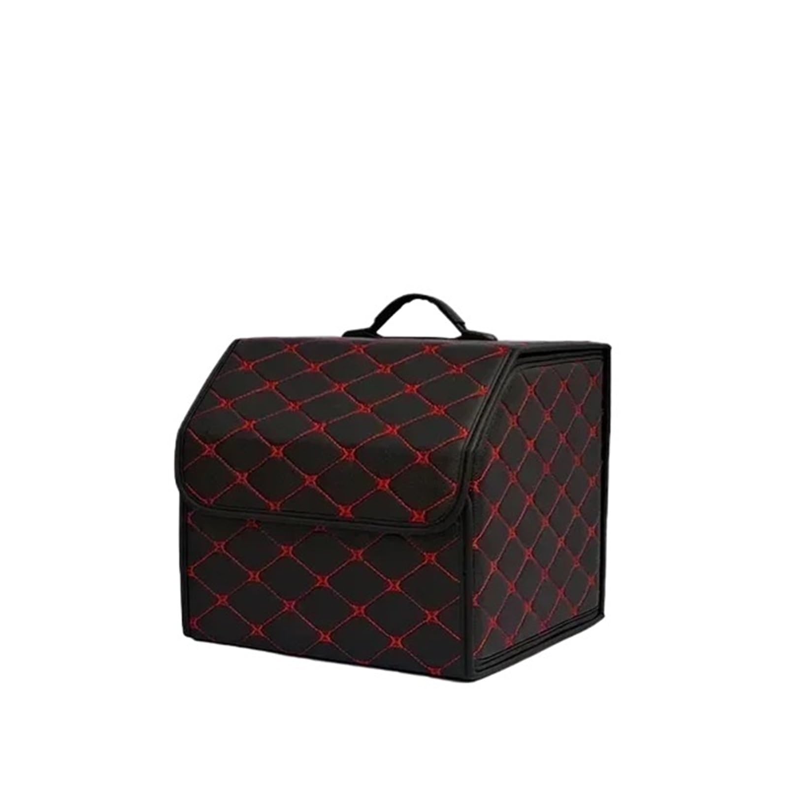 DVMSIEF Trunk Organizer Car Trunk Organizer Box Large Capacity Auto Multiuse Storage Bag Stowing Tidying Leather Folding For Emergency(Red S)
